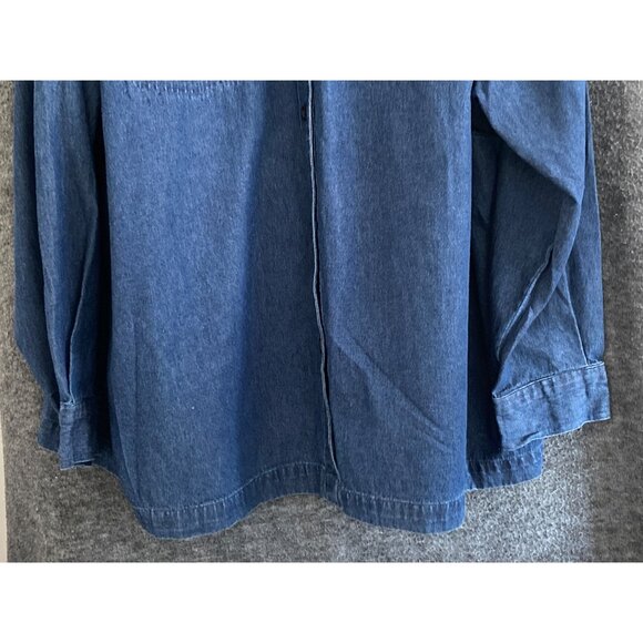 VTG New Direction Woman Denim Shirt Jacket LS Copper Sequin Double Breast 3X - Picture 6 of 10